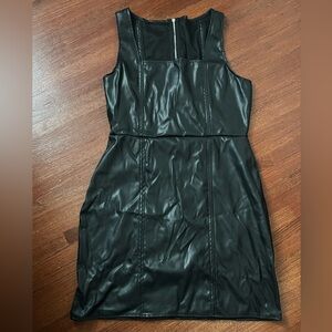 Sleek Black Faux Leather Dress